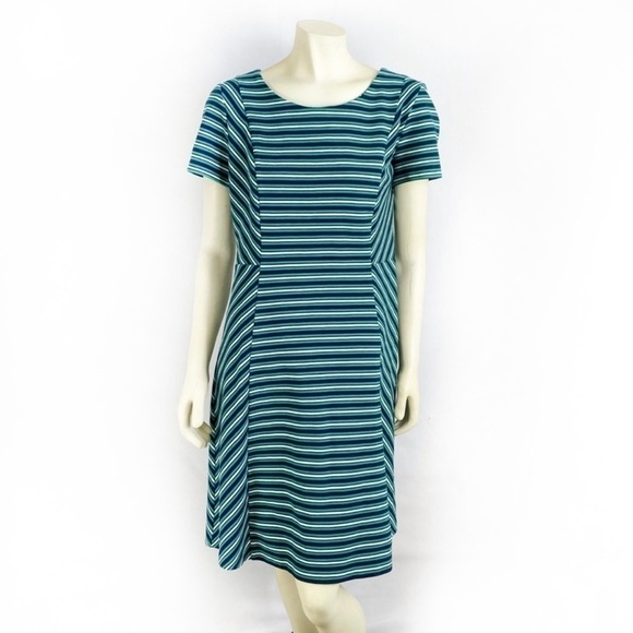 Talbots Striped Fit & Flare Dress size L - Picture 2 of 7